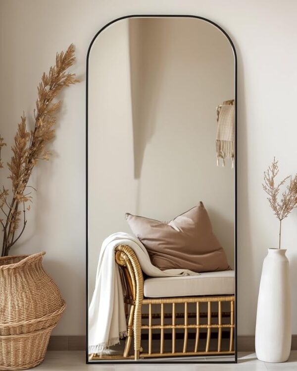Antok Full Length Mirror, 71"x28" Floor Mirror Freestanding, Arched Floor Standing Large Mirror Full Body Mirror with Stand for Bedroom, Hanging Mounted Mirror for Living Room, Black - Image 5