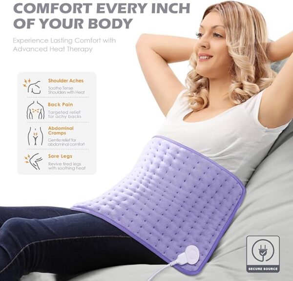 Heating Pad for Back Pain Cramps Relief - Electric Heating Pad for Neck/Shoulder/Muscle Pain - 6 Heat Settings, Auto Off, Moist Heat Options, Machine Washable, Christmas Gifts for Women,Mom,Sister -XL - Image 3