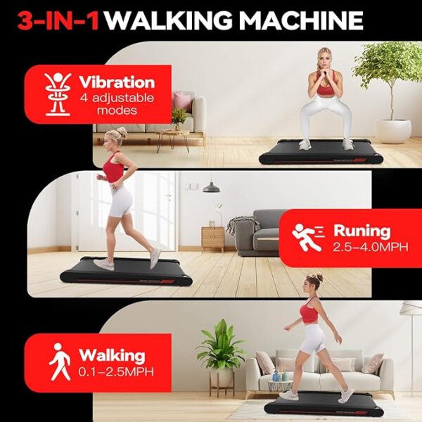 Sperax Walking Vibration Pad with APP, 3 in 1 Under Desk Treadmill, 2.5HP Low Noise Walking Treadmill Pad with Remote Control,Portable Treadmill for Home Office - Image 4