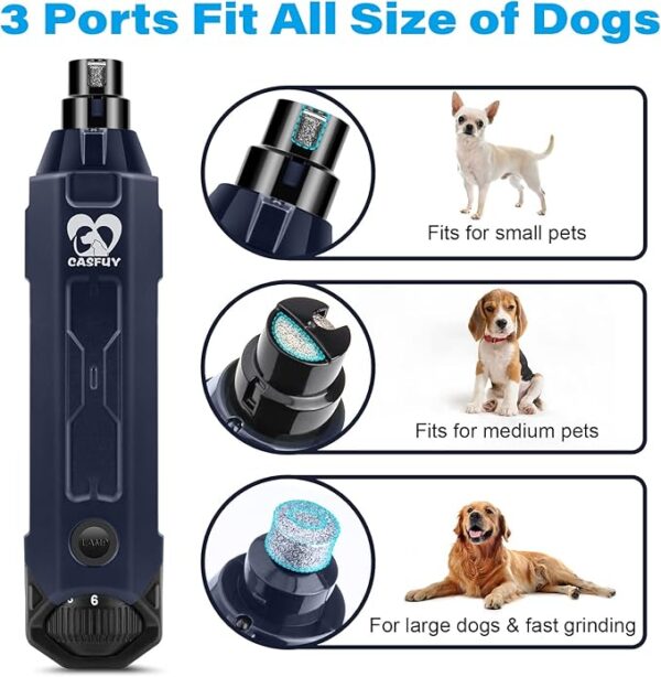 Casfuy 6-Speed Dog Nail Grinder - Newest Enhanced Pet Nail Grinder Super Quiet Rechargeable Electric Dog Nail Trimmer Painless Paws Grooming & Smoothing Tool for Large Medium Small Dogs (Blue) - Image 4