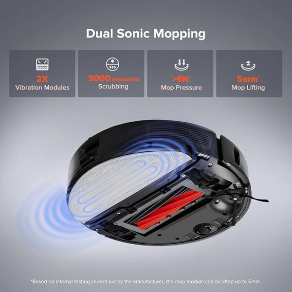 roborock S8 Pro Ultra Robot Vacuum and Mop, Auto Drying, Auto Mop Washing, Self Emptying, Self Refilling, Liftable Dual Brush & Sonic Mop, 6000Pa Suction, Obstacle Avoidance(RockDock Ultra Series) - Image 4