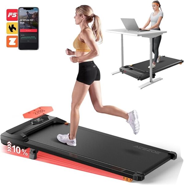 Walking Pad Treadmill with Incline, Under Desk Treadmills for Home Office, 10% Manual Incline Portable Treadmill with Remote Control/APP and Standing Anti-Slip, 265lb Capacity, 2.5HP Low-Noise