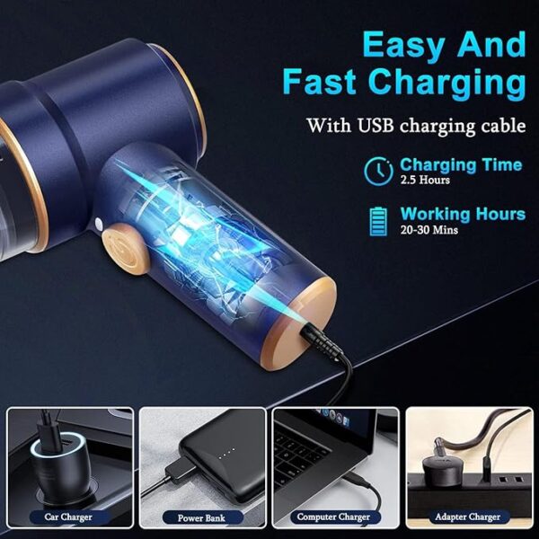KMM Handheld Car Vacuum Cleaner, 9000Pa Vacuum Cleaner and Air Duster, 120W High Power Wet and Dry Handheld Car Vacuum Cleaner with LED Light and Multi-Nozzles for Car, Home, Office, Pet - Image 3