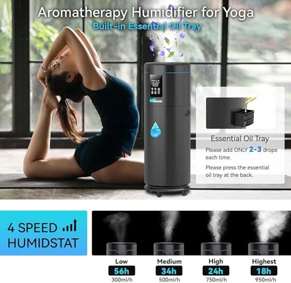 Humidifiers for Large Room Home Bedroom 2000 sq.ft. 17L/4.5Gal Large Humidifier with Extension Tube & 4 Speed Mist,Top Fill Wholehouse Humidifier with 360°Nozzle for Plant Commercial Greenhouse(Black) - Image 3
