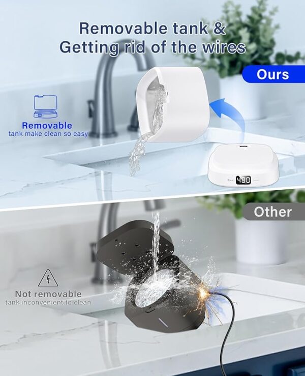 Ultrasonic Retainer Cleaner Machine,Dental Cleaning Pod, Sonic Retainer Cleaner Ultrasonic Machine with Digital Timer for Dentures,Aligners,Braces,Night Guards,Jewelry 45kHz(White) - Image 3