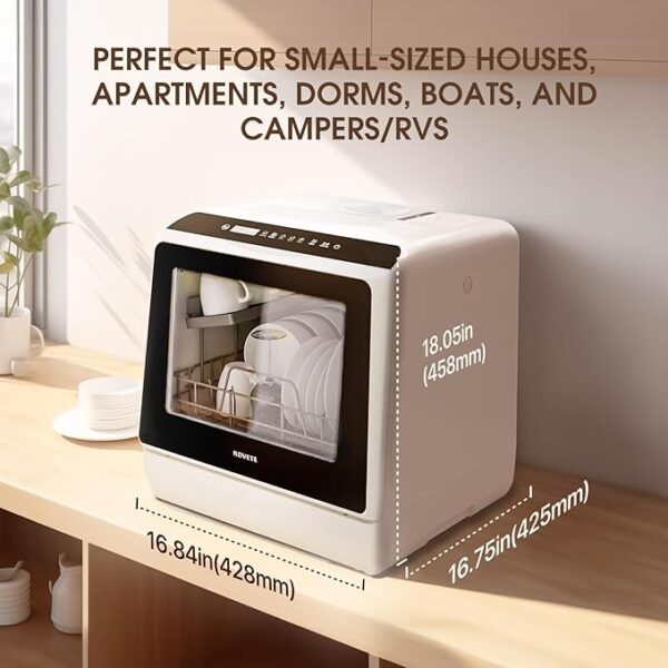 Portable Countertop Dishwashers, Compact Dishwashers with 5 L Built-in Water Tank & Inlet Hose, 5 Washing Programs, Baby Care, Air-Dry Function and LED Light for Small Apartments - Image 3