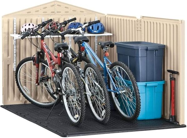 Rubbermaid Slide-Lid Resin Outdoor Storage Shed (5 x 6.5 Ft),Weather Resistant, Beige/Brown, Organization for Home/Backyard/Garden Tools/Lawn Mower/Bike Storage/Pool Supplies - Image 3