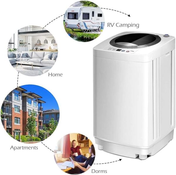 Giantex Portable Washing Machine, Full Automatic Washer and Dryer Combo, with Built-in Pump Drain 8 LBS Capacity Compact Laundry Washer Spin Dryer for Apartment RV Dorm - Image 6