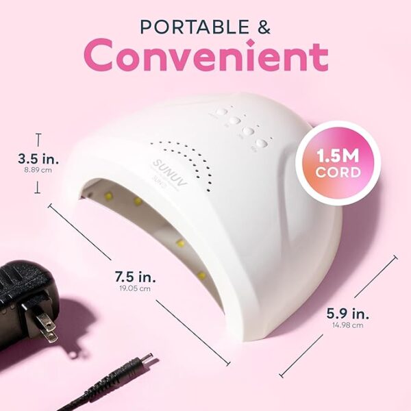 UV LED Nail Lamp, SUNUV Gel Nail Light for Nail Polish 48W UV Dryer with 3 Timers SUNone - Image 3