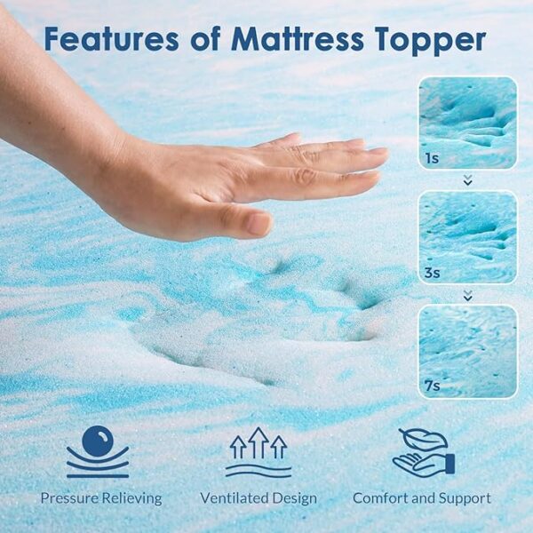 Mattress Topper King, 3 Inch Gel Memory Foam Bed Topper for King Size Bed, CertiPUR-US Certified, Blue - Image 4
