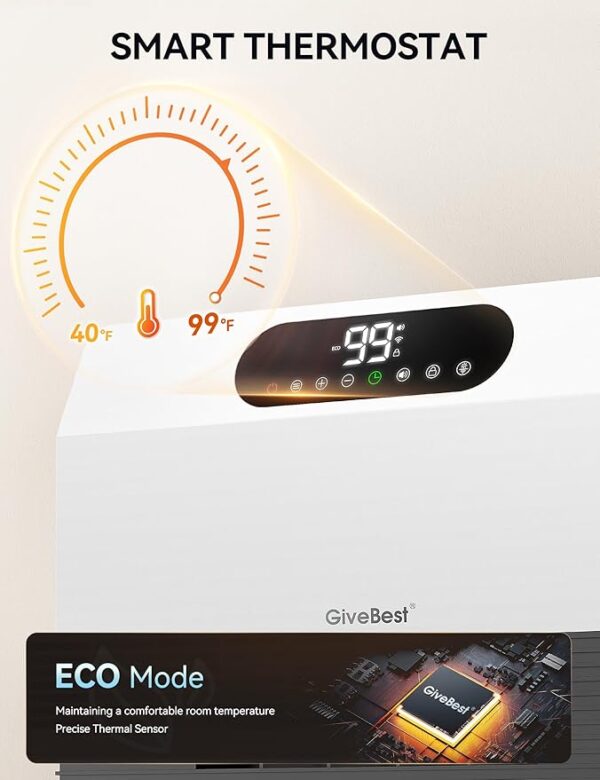 GiveBest Smart Wall Heater, 1500W Fast Heating Space Heater for Bedroom, Electric Space Heater with Thermostat for Indoor Use, Floor or Wall Mounted, On/Off Timers, Works with Alexa, 2024 Upgrade - Image 7