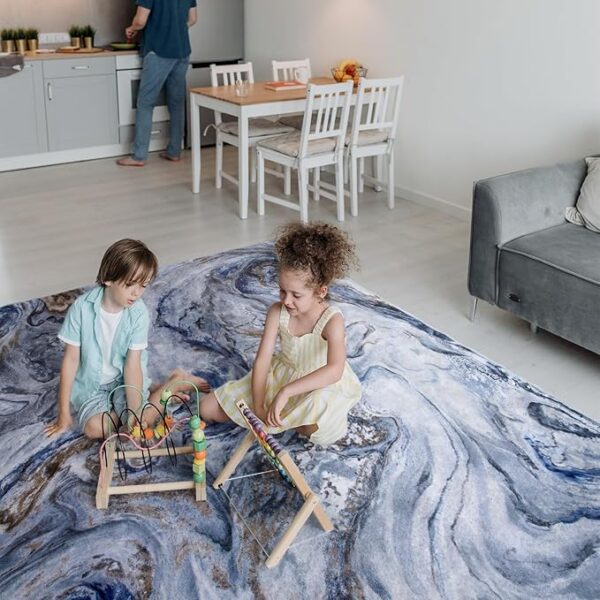 9x12 Area Rugs for Living Room, Modern Abstract Rug for Bedroom, Contemporary Machine Washable Rug, Large Stain Resistant Carpet for Dining Room Playroom Nursery Room, Pet & Kids Friendly - Image 4