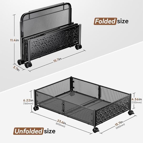 Under Bed Storage, Under the Bed Storage Containers with Wheels, Under Bed Shoe Storage Organizer Drawer, Tool-free Assembly Metal Underbed Storage Containers for Bedroom Clothes Shoes Blankets -2Pack - Image 2