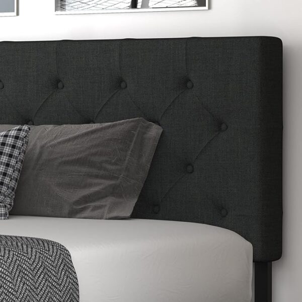 Allewie Upholstered King Size Platform Bed Frame with 4 Storage Drawers and Headboard, Diamond Stitched Button Tufted, Mattress Foundation with Wooden Slats Support, No Box Spring Needed, Dark Grey - Image 6