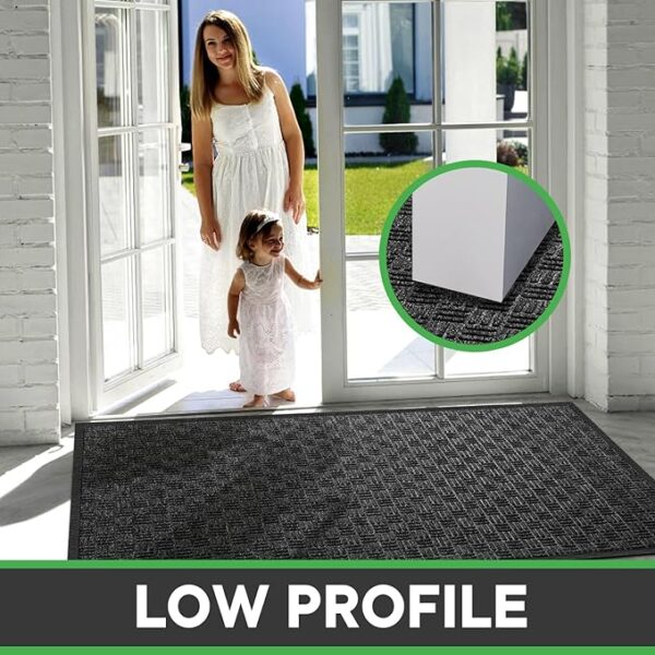 Mibao Front Door Mat, Heavy Duty Durable Welcome Mat for Outdoor Indoor, Dirt Trapper Waterproof Super Absorbent Door Mat for Entryway Outside Patio Porch, 29.5" x 17", Grey - Image 3