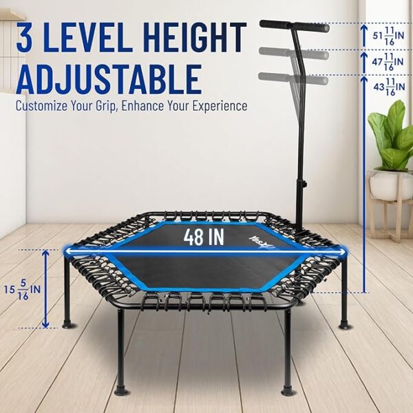 Yes4All 48-Inch Rebounder Trampoline with Adjustable Handle Bar, 350 LBS Stable & Silent Exercise Trampoline for Adults - Image 5