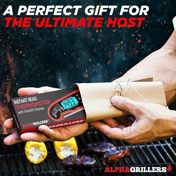 Alpha Grillers Instant Read Meat Thermometer for Cooking Grill and BBQ Griddle - Waterproof w/Backlight & Calibration for Food, Oven, Air Fryer Accessories, Kitchen Essentials, Stocking Stuffer Gifts - Image 5
