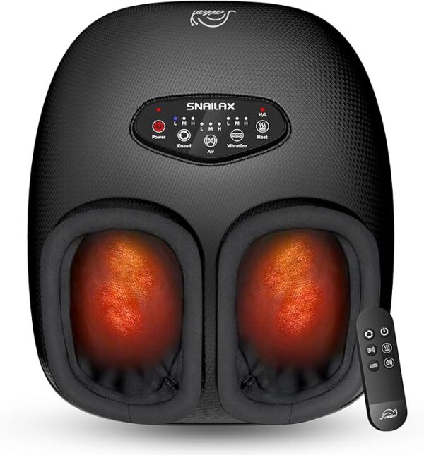 Snailax Shiatsu Foot Massager with Heat, Deep Kneading, Compression, Vibration,FSA HSA Eligible,Electric Foot Massage Machine for Plantar Fasciitis,Neuropathy,Foot Warmer,Remote Control,Size 13,Gifts