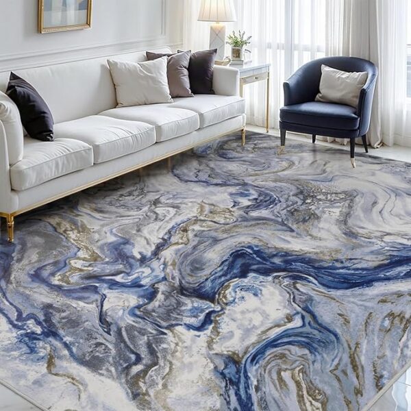 9x12 Area Rugs for Living Room, Modern Abstract Rug for Bedroom, Contemporary Machine Washable Rug, Large Stain Resistant Carpet for Dining Room Playroom Nursery Room, Pet & Kids Friendly