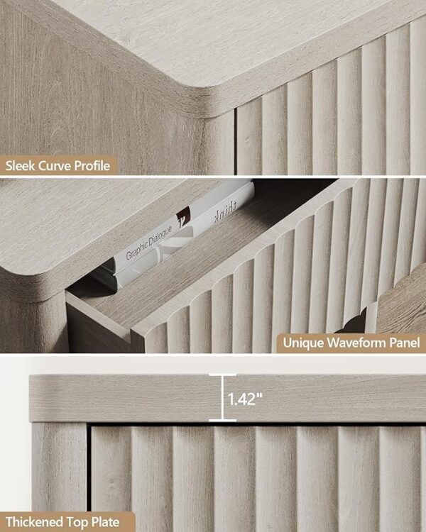 SICOTAS Night Stand Set of 2 Nightstands with Drawer Storage Bed Side Table End Table Large Modern Wood Wide Bedside Stand Mid Century Night Stands for Bedroom Living Room Sofa Couch Office (White) - Image 2