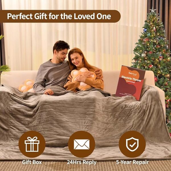 Bearhug Electric Blanket King Size 100" x 90", Dual Controller Heated Blanket, Velvet & Sherpa, 10-Heat Levels & 1-12H Auto Off, Over-Heat Protect, ETL, Machine Washable - Image 3