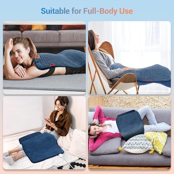 Comfytemp Heating Pad for Back Pain Relief - FSA HSA Eligible Extra Large Heating Pad XXL, Christmas Birthday Gifts for Women Mom, 17''x 33'' King Size Electric Heating Pad for Period Cramps (Blue) - Image 2