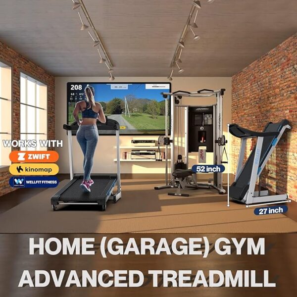 WELLFIT Home Gym Treadmills 15% Auto Incline, 3.5HP Treadmill 350lbs Capacity, Foldable Treadmill for Small Space, Voice Control, LED Console Display, Music Players, 45 * 18 Large Area, 95% Assembled - Image 2
