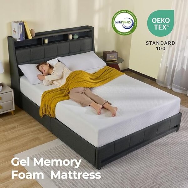 Rolanstar Twin Mattress with Waterproof Mattress Protector, 6 Inch Gel Memory Foam Mattress in a Box, Fiberglass Free, Breathable for Cool Sleep & Comfy Support, CertiPUR-US Certified, White - Image 7