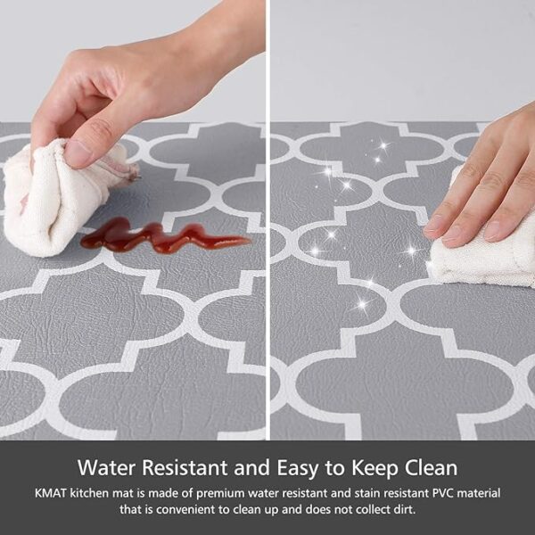 KMAT Kitchen Mat [2 PCS] Cushioned Anti-Fatigue Kitchen Rug, Waterproof Non-Slip Kitchen Mats and Rugs Heavy Duty PVC Ergonomic Comfort Foam Rug for Kitchen, Floor Home, Office, Sink, Laundry,Grey - Image 3