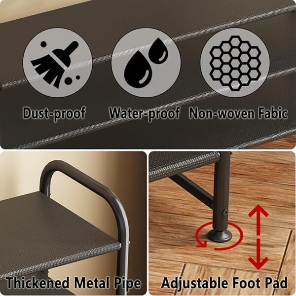 Shoe Rack 3 Tier Long Storage Organizer Wide Metal Shoe Shelf for Closet Entryway Black - Image 4