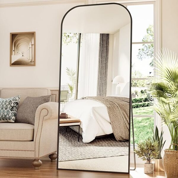Antok Full Length Mirror, 71"x28" Floor Mirror Freestanding, Arched Floor Standing Large Mirror Full Body Mirror with Stand for Bedroom, Hanging Mounted Mirror for Living Room, Black - Image 4