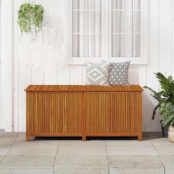 vidaXL Outdoor Storage Box, [Load Capacity Gallon] Deck Box with Gas-Lift Lid, Storage Chest with Water-Resistant Zippered Bag Inside, 68.9''x31.5''x29.5'', Solid Acacia Wood - Image 4