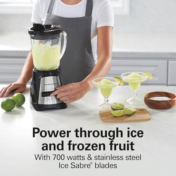 Hamilton Beach Power Elite Wave Action Blender For Shakes and Smoothies, 40 Oz Glass Jar, 12 Functions Including Puree, Crush Ice, Black, 700 Watts, Black (58148A) - Image 5