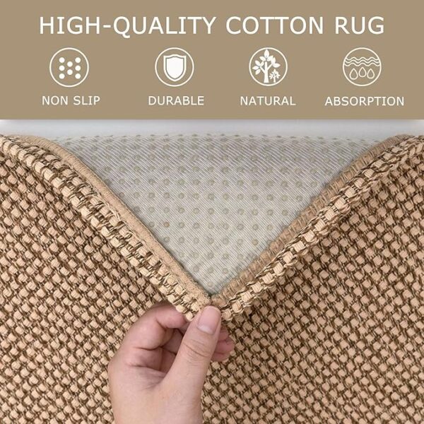 KOZYFLY Boho Runners for Hallways 2x12 ft Washable Long Hall Carpet Runner Rubber Backed Kitchen Rug Non Slip Woven Cotton Entryway Runner Indoor Floor Carpet for Stair Entryway, Tan/Orange/Brown - Image 3