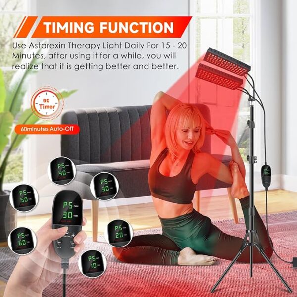 Red Light Therapy for Body, 55W Double-Headed Infrared Light Therapy Lamp Device with Stand for Face 660nm Red Light & 850nm Near Infrared Light for Relief Skin Care - Image 5