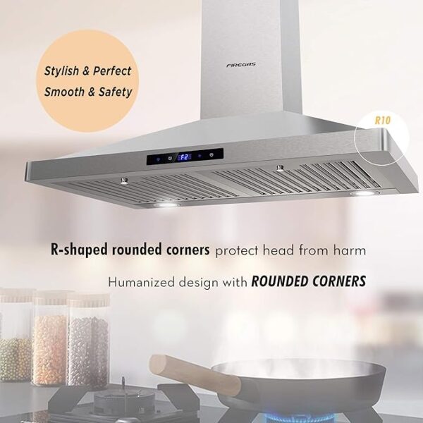 FIREGAS Range Hood 30 inch Wall Mount,450 CFM Ducted/Ductless Range Hood with Stainless Steel,Stove Hood Vent for Kitchen with 3 Speed Fan,Permanent Filters,Led Lights,Digital Touch,Charcoal Filter - Image 5