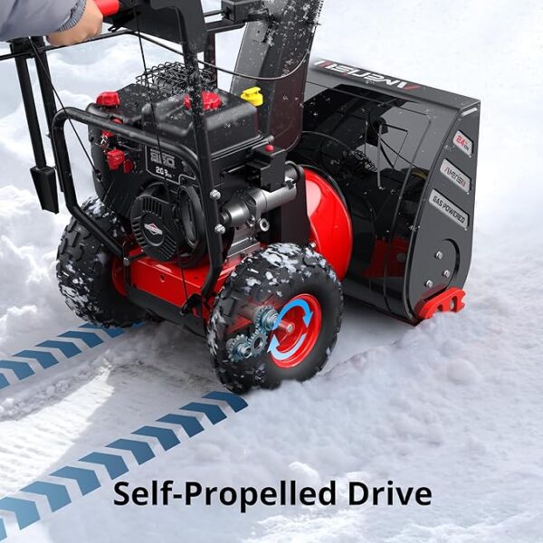 Gas Snow Blower, 24-Inch Self-Propelled Snow Blower Powered by 7HP OHV 212cc Engine, Electric Start, 13-Inch Snow Tires with LED Lights - Image 4