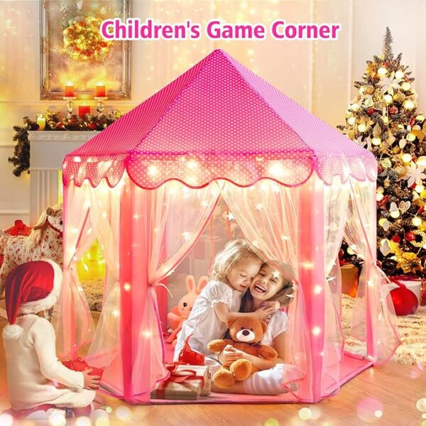 Monobeach Princess Tent Girls Large Playhouse Kids Castle Play Tent with Star Lights Toy for Children Indoor and Outdoor Games, 55'' x 53'' (DxH) - Image 2