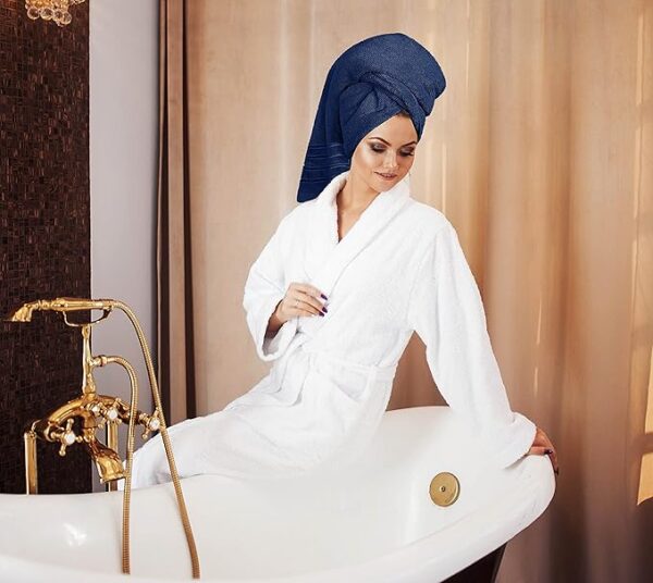 Utopia Towels 8-Piece Luxury Towel Set, 2 Bath Towels, 2 Hand Towels, and 4 Wash Cloths, 600 GSM Ring Spun Cotton Highly Absorbent Viscose Stripe Towels Ideal for Everyday use (Navy) - Image 6