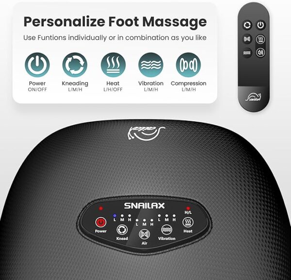 Snailax Shiatsu Foot Massager with Heat, Deep Kneading, Compression, Vibration,FSA HSA Eligible,Electric Foot Massage Machine for Plantar Fasciitis,Neuropathy,Foot Warmer,Remote Control,Size 13,Gifts - Image 5