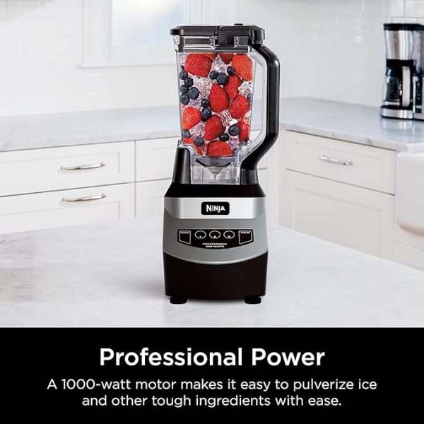 Ninja Blender, For-Smoothies, Salsa, Shakes, Slush, and-Frozen Drinks, Blender, Pitcher, and-Lid, Blender for-Kitchen, Crushes Ice, Fruit, and-Veggies, 1000-Watt, Dishwasher Safe, Black, NJ601AMZ​ - Image 3