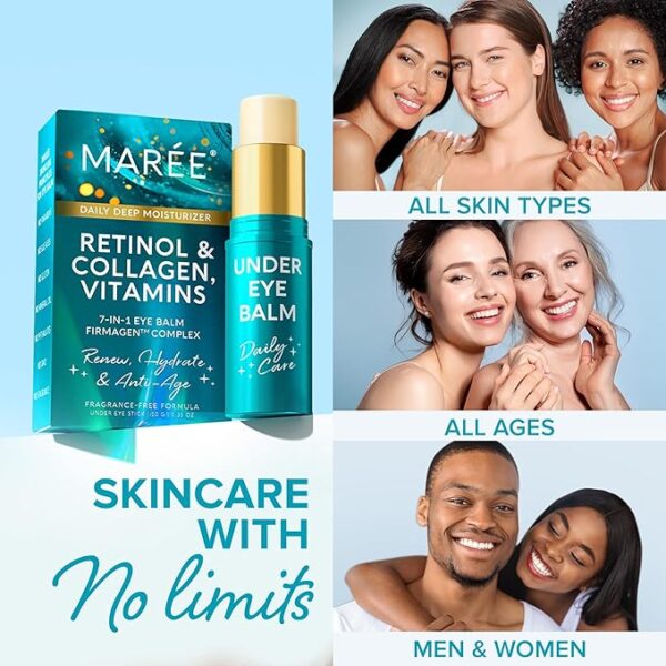 MAREE Under Eye Balm Stick with Retinol & Ceramide Complex - Facial Moisturizer & Under Eye Balm for Dark Circles - Under Eye Brightener Stick, Anti Wrinkle Hydrating Eye Stick Face Skincare 0.35 Oz - Image 5
