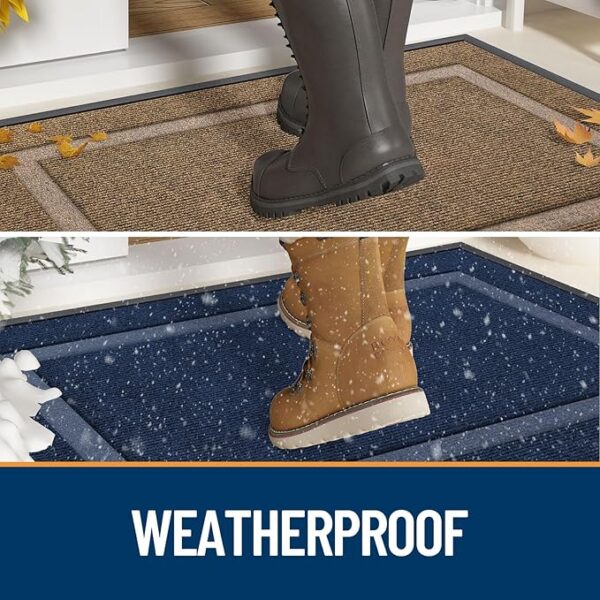 OLANLY Front Door Mat Indoor Outdoor Entrance, Waterproof All-Season, All-Weather Doormat, Sturdy Natural Rubber, Fade Resistant, Low Profile, Easy Clean Patio Porch Entryway Mat, 29.5x17, Black - Image 2