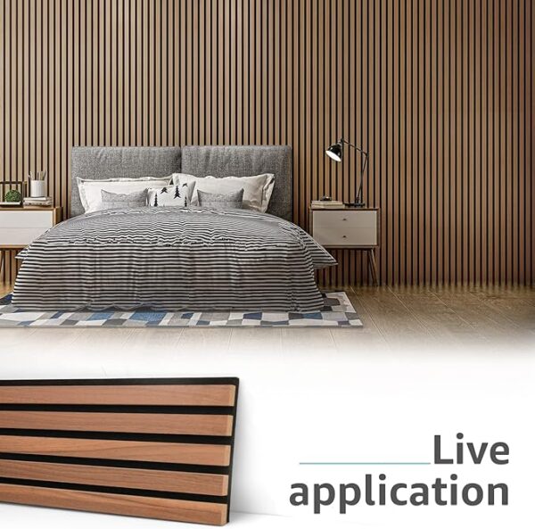 Art3d 4-Piece Wood Slat Acoustic Panels for Stylish Decor and Noise Reduction, 3D Textured Panel for Ceiling and Wall, Walnut - Image 3