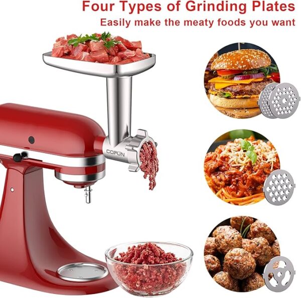 Meat Grinder & Slicer Shredder Attachments for KitchenAid Stand Mixer, Meat Grinder with Sausage Stuffer Tubesand and Slicer Shredder Set, 2 Pcs Attachment Set for KitchenAid Mixers By Cofun - Image 6