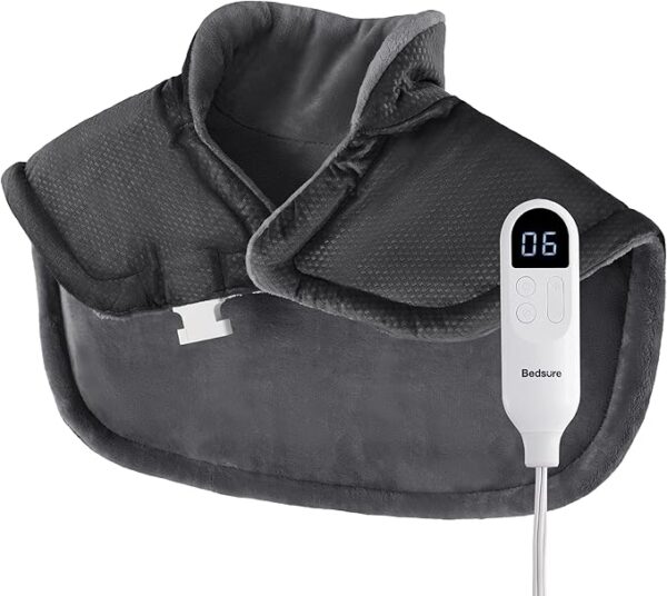 Bedsure Heating Pad for Neck and Shoulders Pain Relief, Weighted Heating Pad Gift for Women, Men, and Moms, Electric Pad with 2-Hour Auto Shut Off, Heated Pad with 6 Heating Levels & 3 Time Settings