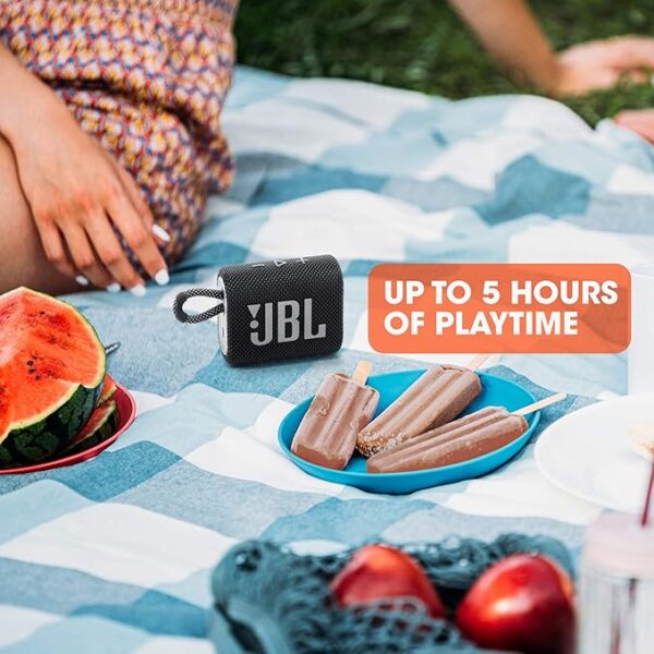 JBL Go 3 - Portable Mini Bluetooth Speaker, big audio and punchy bass, IP67 waterproof and dustproof, 5 hours of playtime, speaker for home, outdoor and travel (Black) - Image 4