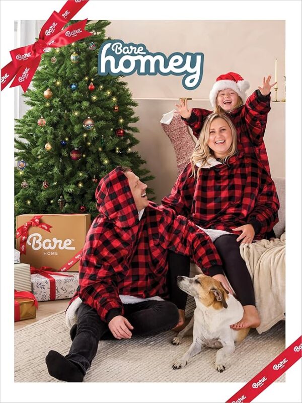 Bare Homey Wearable Blanket Hoodie - Soft Plush Sherpa - Warm and Cozy - Oversized Wearable Blanket - Adult & Kid Sizes - Image 4