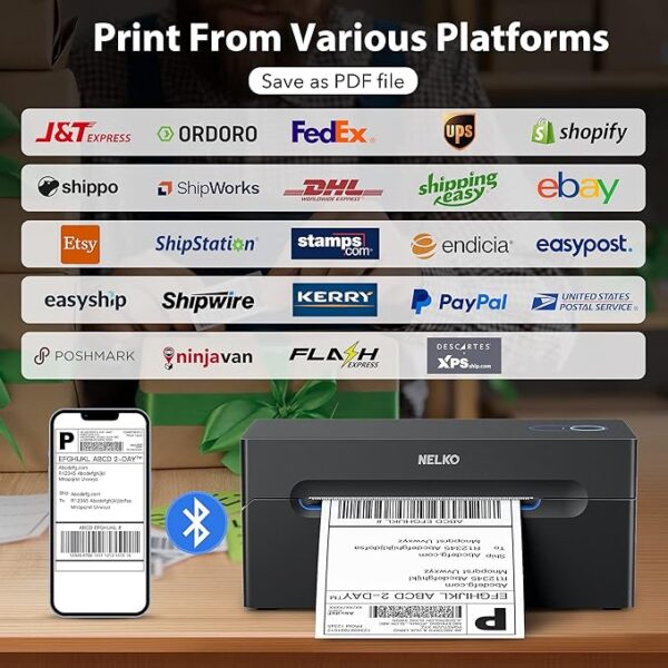 Nelko Bluetooth Thermal Shipping Label Printer, Wireless 4x6 Shipping Label Printer for Shipping Packages, Support Android, iPhone and Windows, Widely Used for Amazon, Ebay, Shopify, Etsy, USPS - Image 4