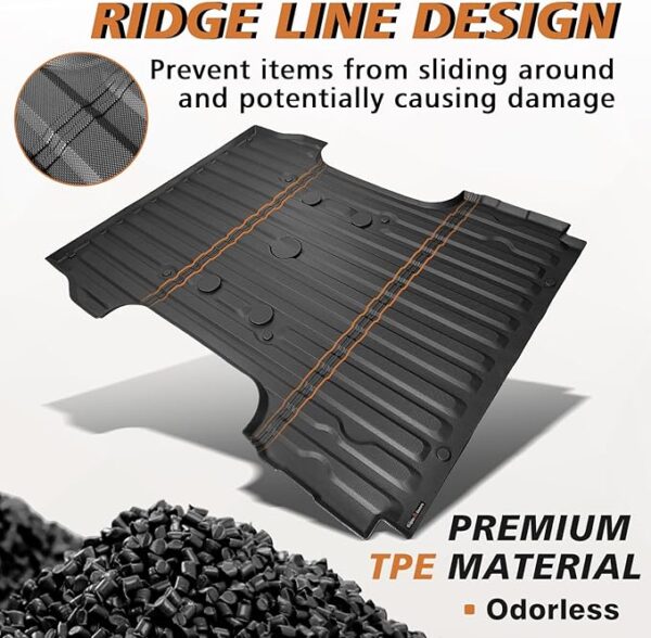 TripleAliners Truck Bed Mat & Crew Cab w/Fold Flat Storage Floor Mats Compatible with 2017-2022 Ford Super Duty F250/F350/F450 Accessories Perfectly (6.8FT Bed Mat+Floor Mats) - Image 7